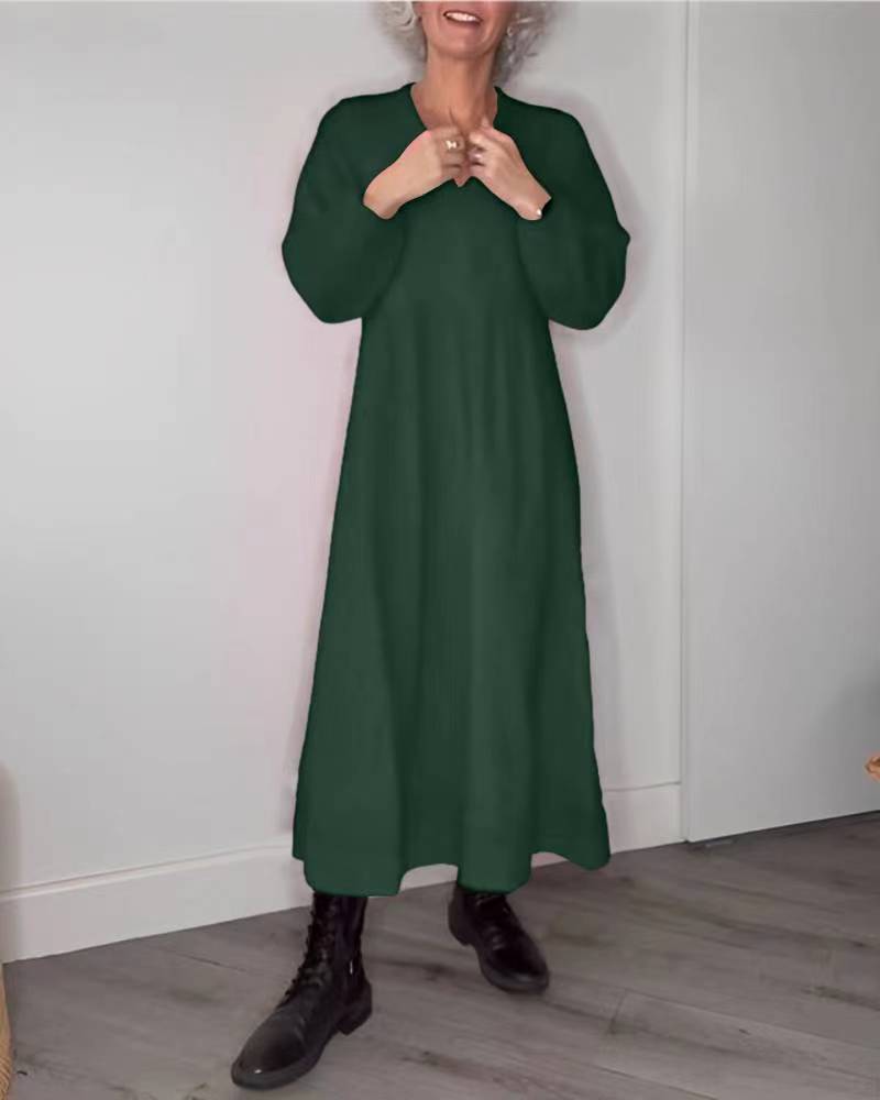 Dam Elegant Maxiklänning med löst snitt och långa ärmar Mirla-Eva Jonsson