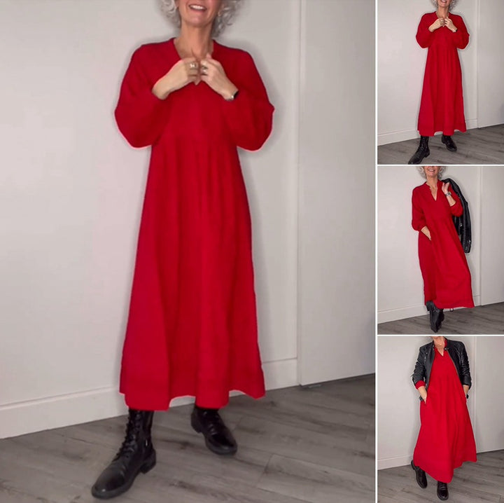 Dam Elegant Maxiklänning med löst snitt och långa ärmar Mirla-Eva Jonsson