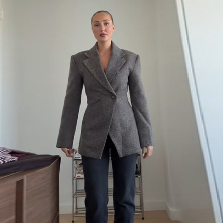 Dam Elegant Oversized Blazer med strukturerat tyg Mirla-Eva Jonsson