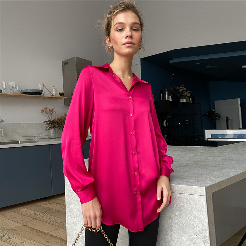 Dam Elegant Silke Blus med Knappslå Mirla-Eva Jonsson