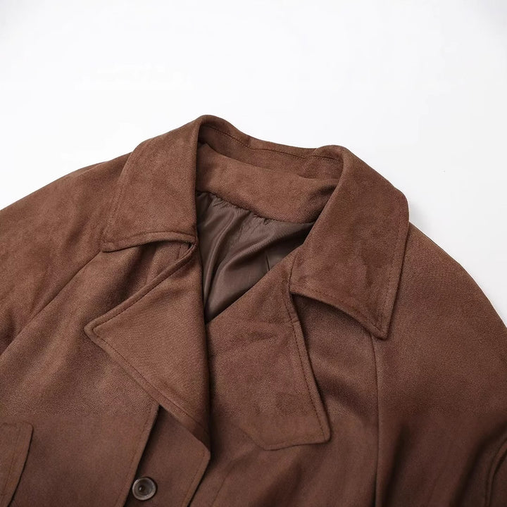 Dam Elegant Trenchcoat i högkvalitativt mocka Mirla-Eva Jonsson