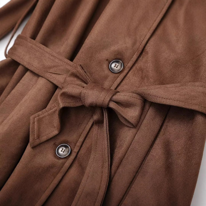 Dam Elegant Trenchcoat i högkvalitativt mocka Mirla-Eva Jonsson