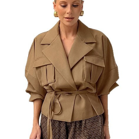 Dam Elegant Utility-jacka med midjebälte och praktiska fickor Eva Jonsson-Eva Jonsson
