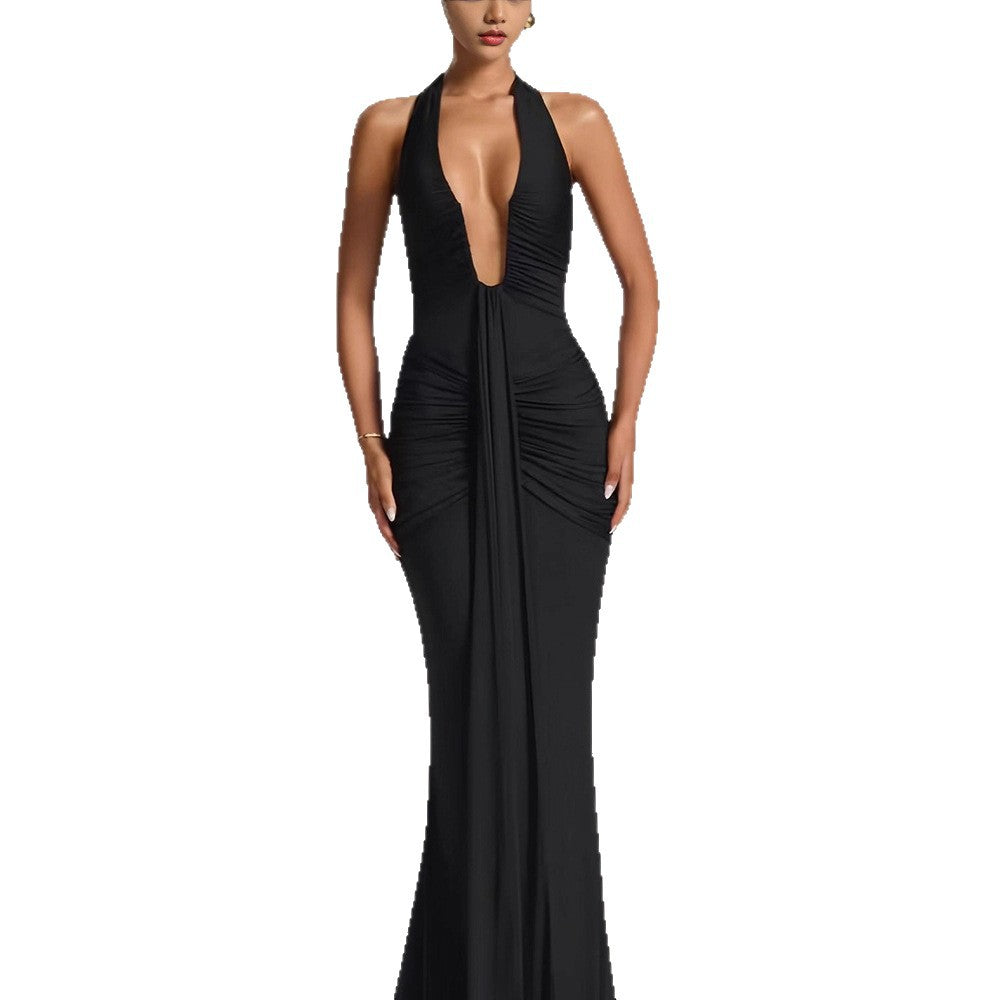 Dam Elegant Wrap Dress med Djup V-Hals och Flödande Kjol Mirla-Eva Jonsson