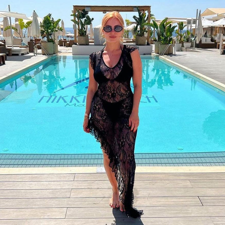 Dam Elegant lace dress with asymmetrical cut Mirla-Eva Jonsson