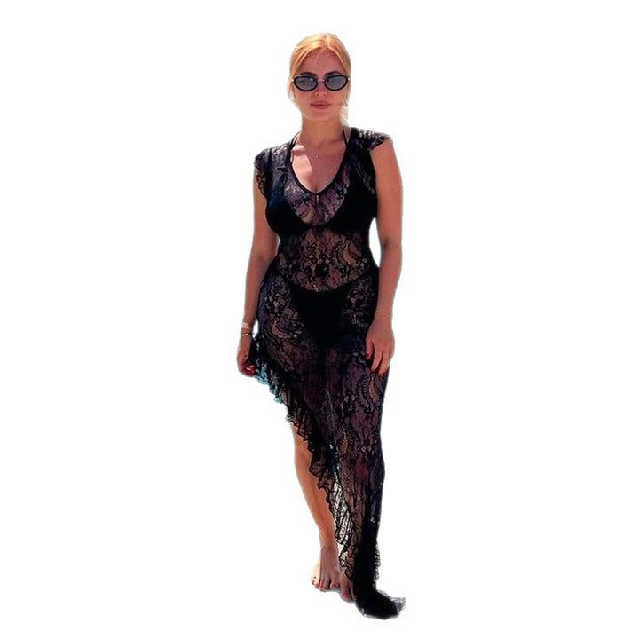 Dam Elegant lace dress with asymmetrical cut Mirla-Eva Jonsson