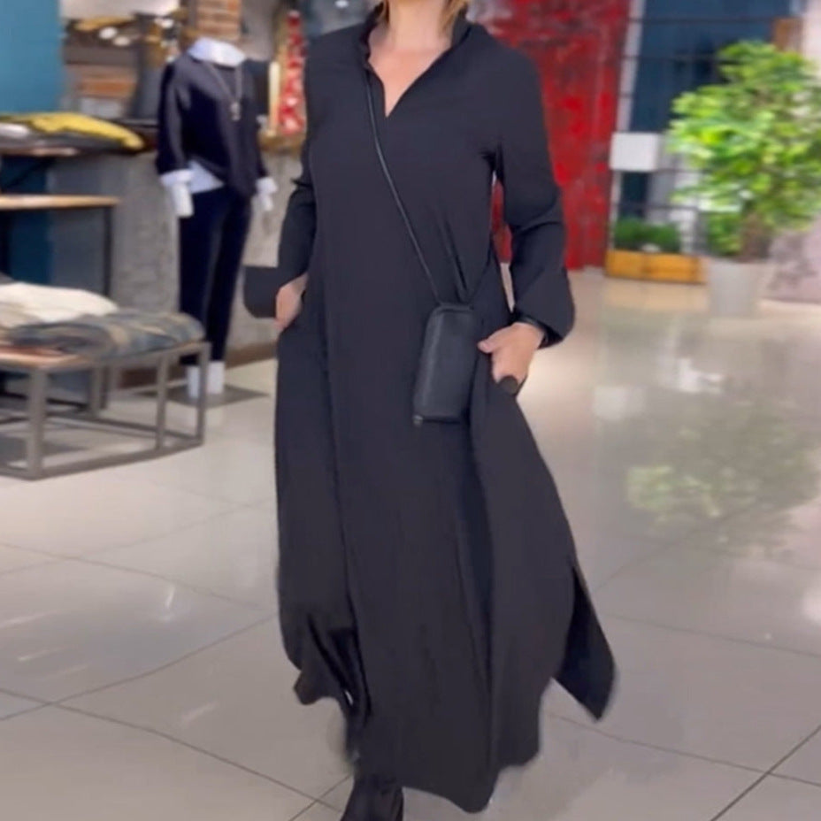 Dam Elegant långskjortklänning med praktiska sidofickor och krage Mirla-Eva Jonsson