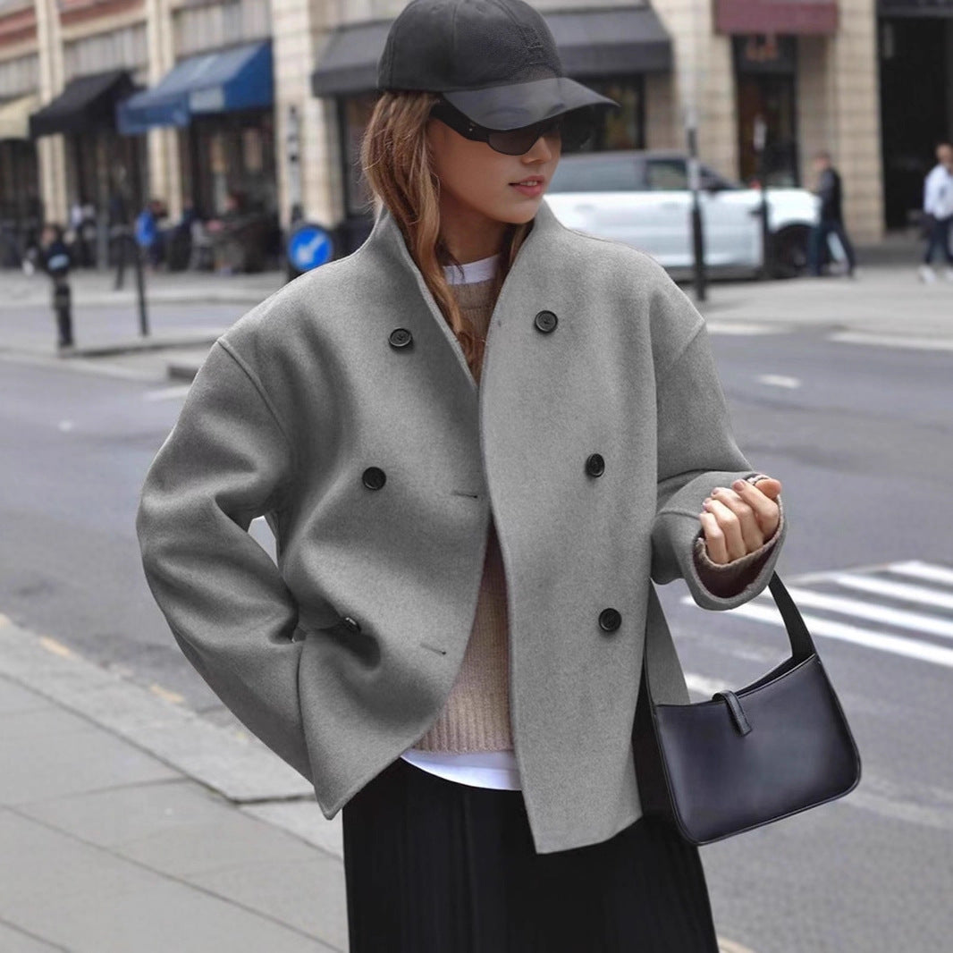 Dam Elegant och varm ulljacka med dubbel knäppning Eva Jonsson-Eva Jonsson