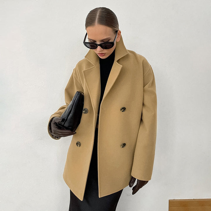 Dam Fashionabel Ull-blandning Blazer med dubbelknapplista Mirla-Eva Jonsson