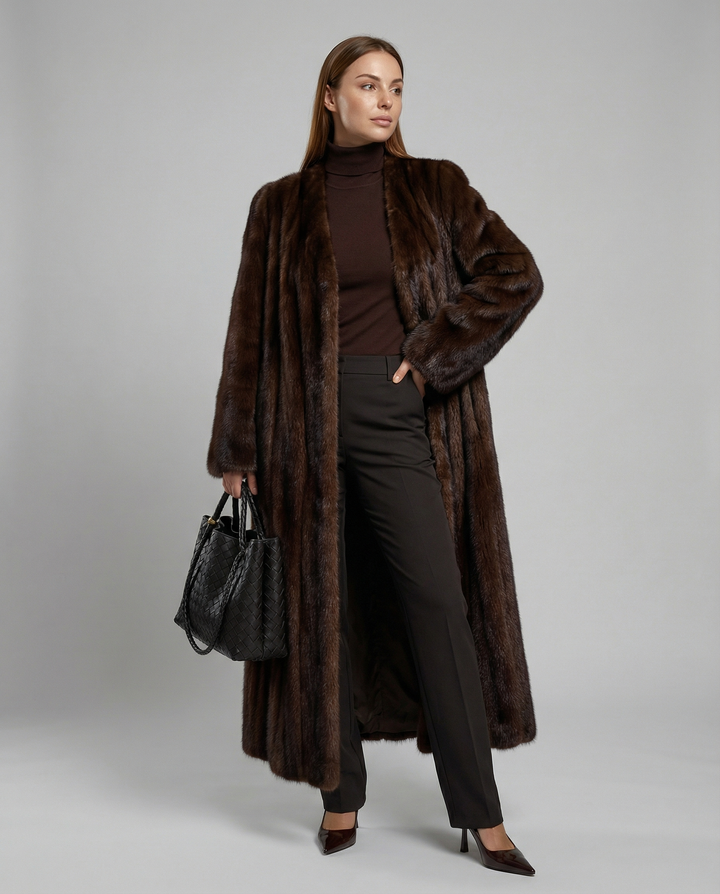 Dam Faux Fur Jacka med Elegant Skärning & Hög Krage | Mirla-Eva Jonsson