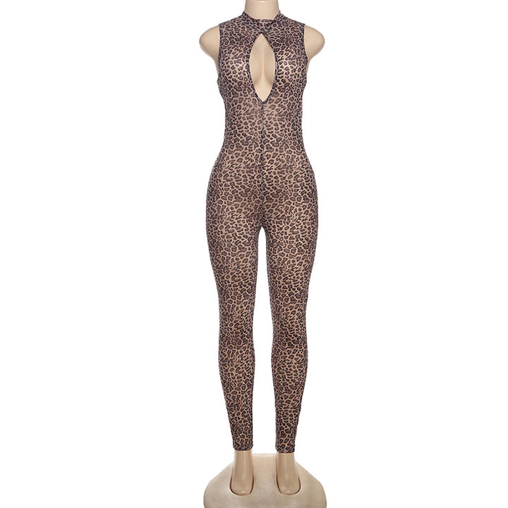 Dam Figurformande Jumpsuit med djup V-ringning och leopardmönster Mirla-Eva Jonsson