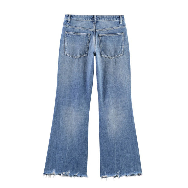 Dam Flared Jeans i Used-Look med fransar och förstörda detaljer Mirla-Eva Jonsson