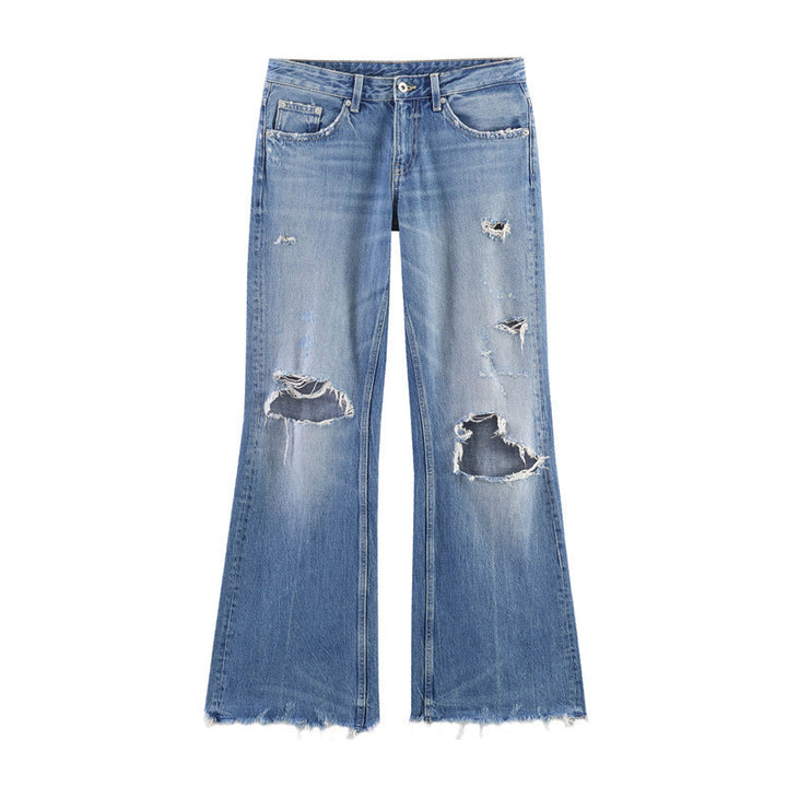 Dam Flared Jeans i Used-Look med fransar och förstörda detaljer Mirla-Eva Jonsson