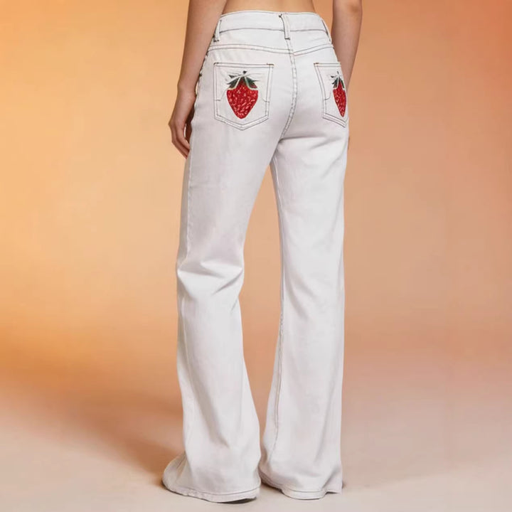 Dam Flared Jeans med hög midja och eleganta sömnadsdetaljer Mirla-Eva Jonsson