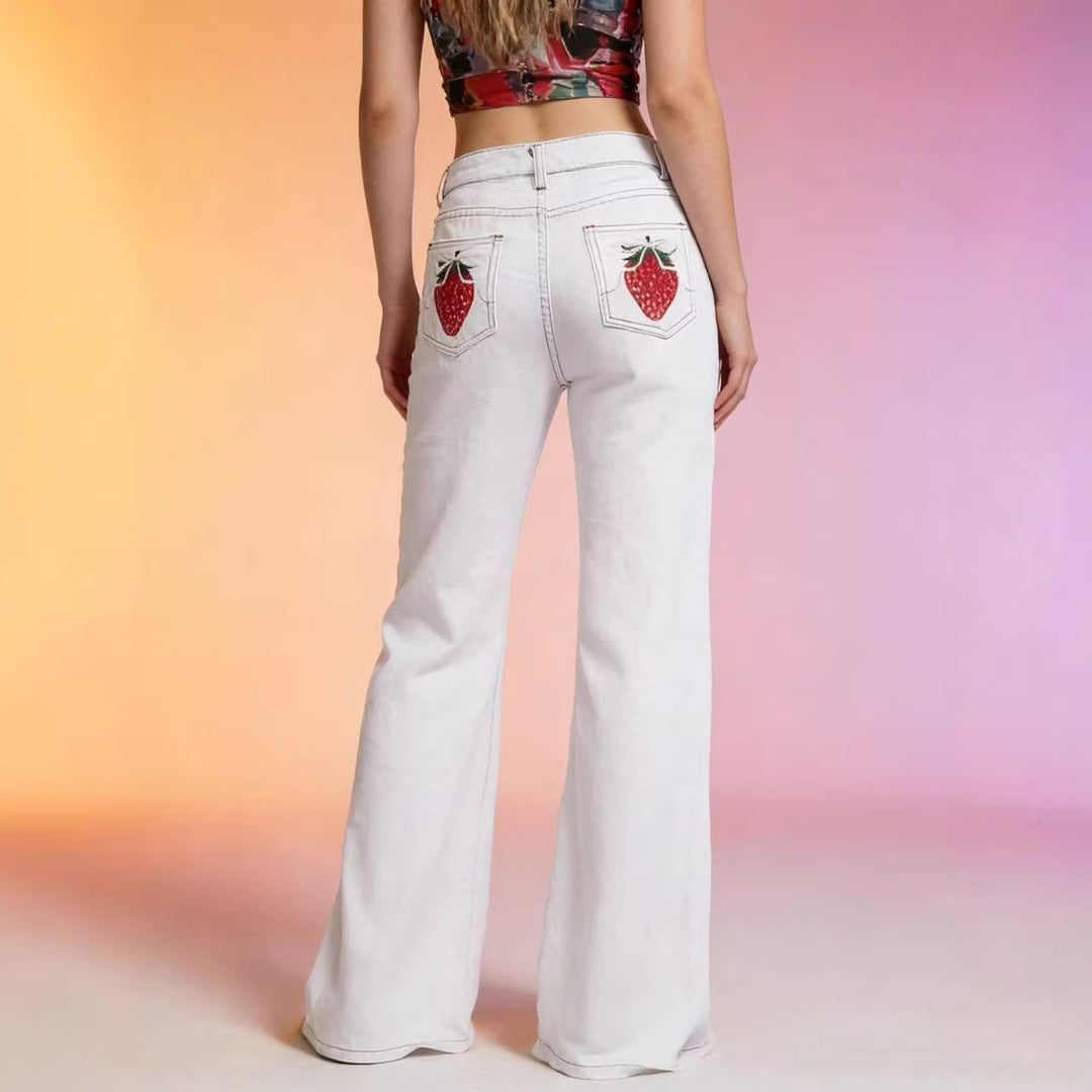 Dam Flared Jeans med hög midja och eleganta sömnadsdetaljer Mirla-Eva Jonsson