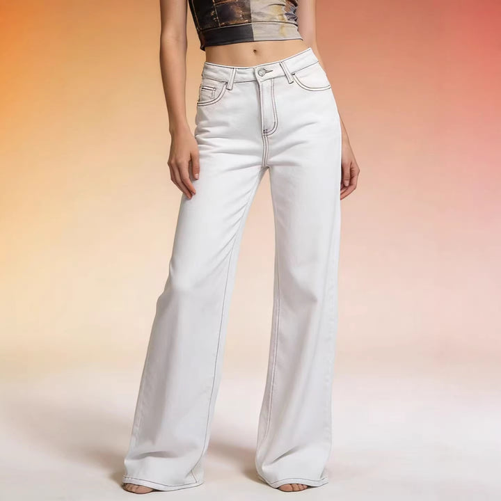 Dam Flared Jeans med hög midja och eleganta sömnadsdetaljer Mirla-Eva Jonsson