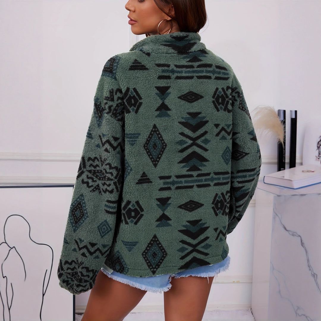 Dam Fleece-tröja med moderiktig etno-mönster Eva Jonsson-Eva Jonsson