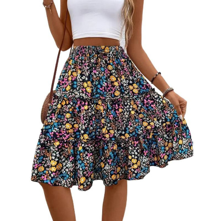 Dam Floral Midi-Skirt with voluminous cut and elastic waistband Mirla-Eva Jonsson