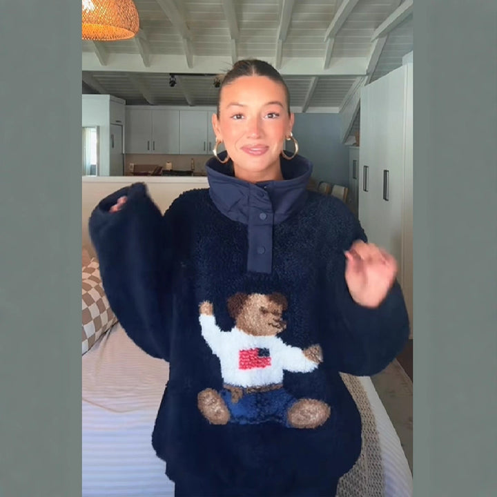 Dam Fluffy Tröja med Unikt Djurmotiv Mirla-Eva Jonsson