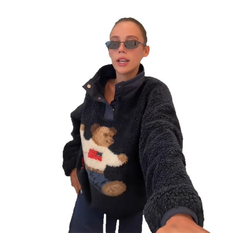Dam Fluffy Tröja med Unikt Djurmotiv Mirla-Eva Jonsson