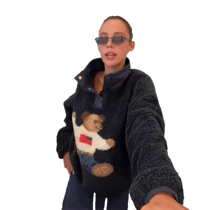 Dam Fluffy Tröja med Unikt Djurmotiv Mirla-Eva Jonsson