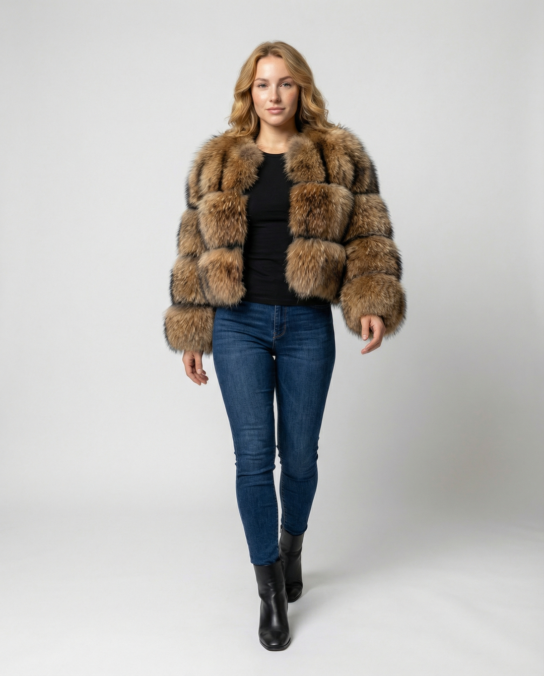 Dam Fuskpälsjacka med Kort & Fluffig Design | Eva Jonsson-Eva Jonsson