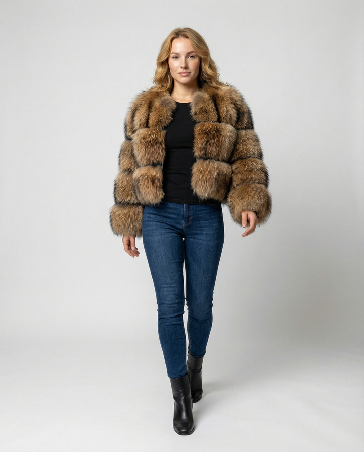 Dam Fuskpälsjacka med Kort & Fluffig Design | Eva Jonsson-Eva Jonsson