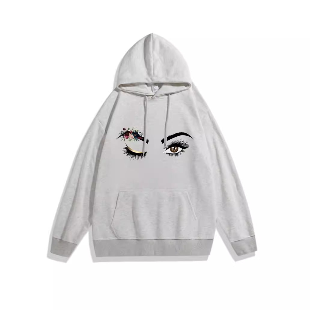 Dam Hoodie med Kreativt Öga Motiv Mirla-Eva Jonsson