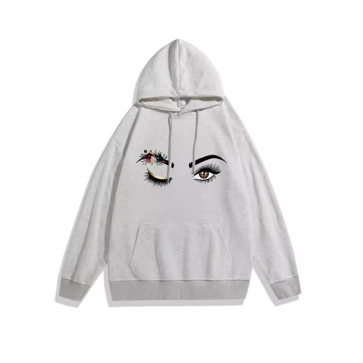 Dam Hoodie med Kreativt Öga Motiv Mirla-Eva Jonsson