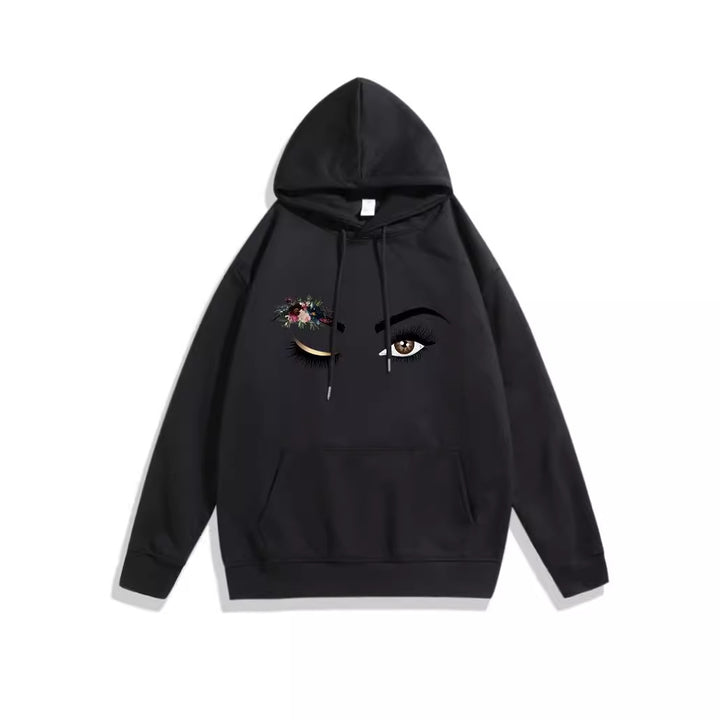 Dam Hoodie med Kreativt Öga Motiv Mirla-Eva Jonsson