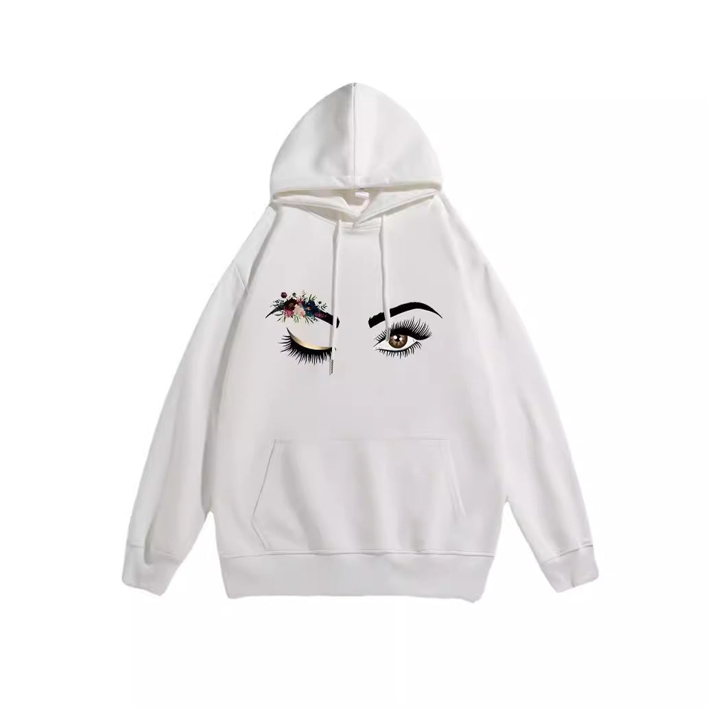 Dam Hoodie med Kreativt Öga Motiv Mirla-Eva Jonsson