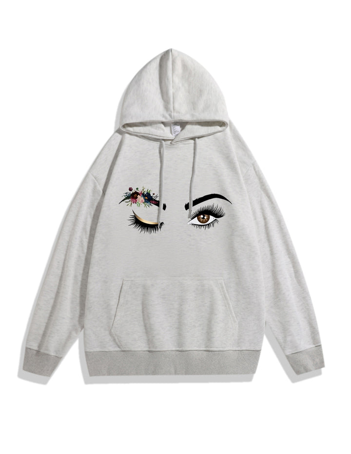 Dam Hoodie med Kreativt Öga Motiv Mirla-Eva Jonsson