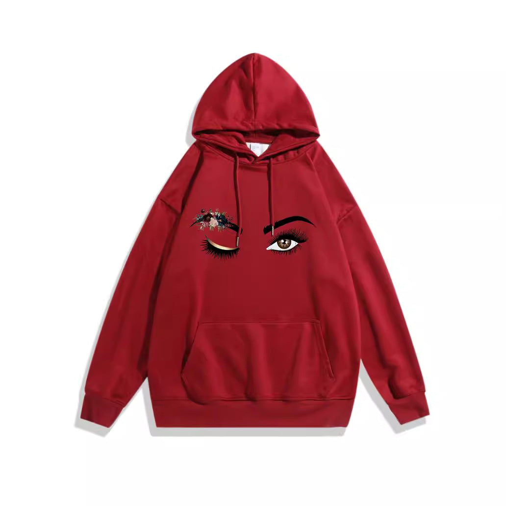Dam Hoodie med Kreativt Öga Motiv Mirla-Eva Jonsson