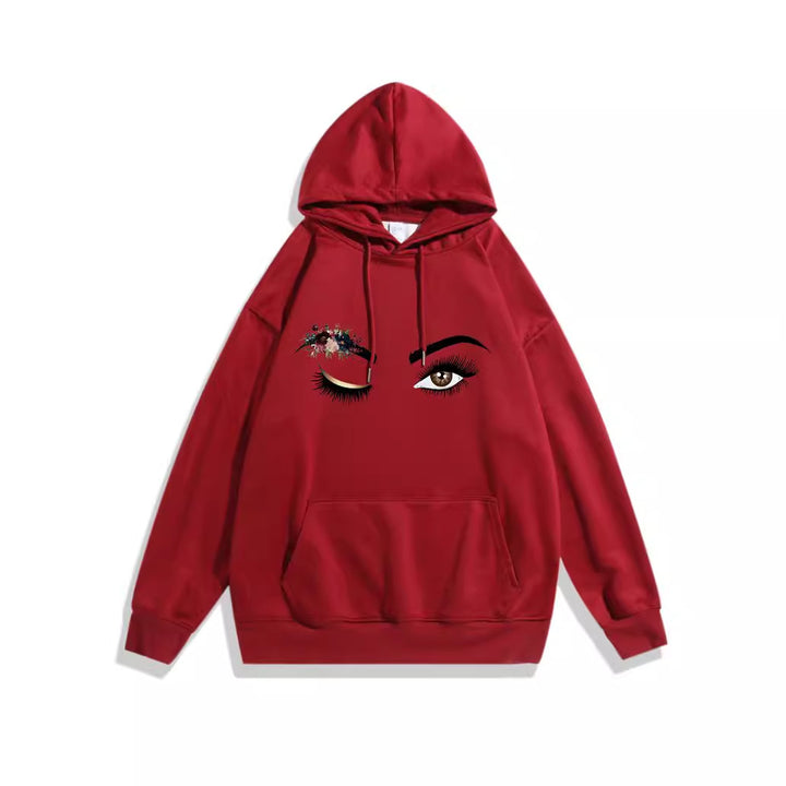 Dam Hoodie med Kreativt Öga Motiv Mirla-Eva Jonsson