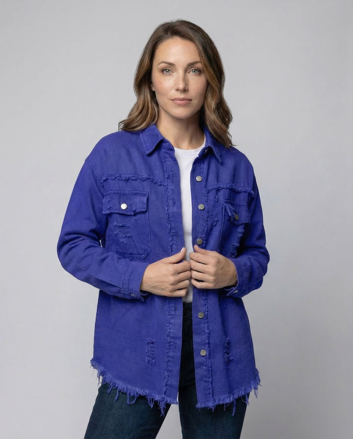 Dam Jeansskjorta jacka Fransar-Eva Jonsson