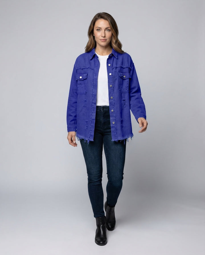 Dam Jeansskjorta jacka Fransar-Eva Jonsson