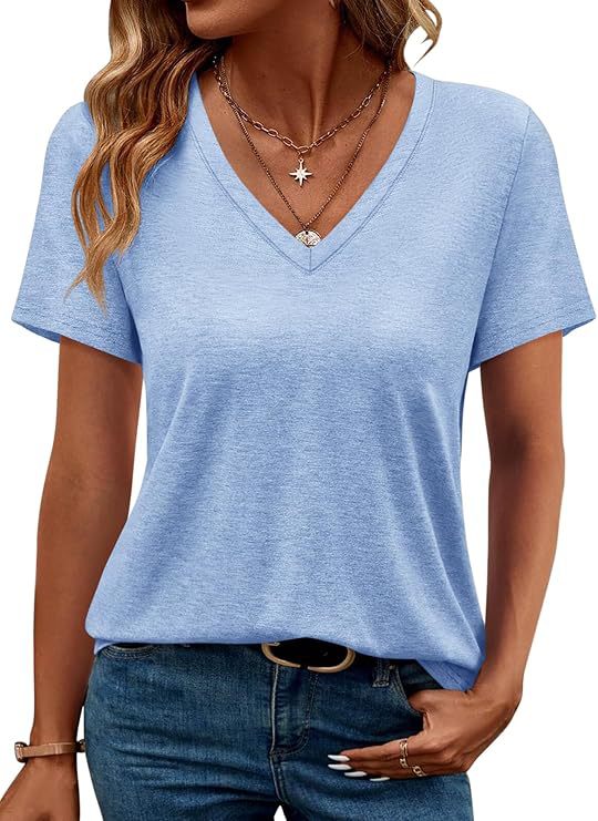 Dam K V-ringad T-shirt i mjuk singeljersey Eva Jonsson-Eva Jonsson