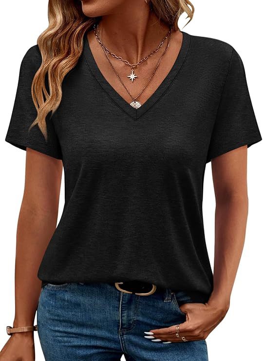 Dam K V-ringad T-shirt i mjuk singeljersey Eva Jonsson-Eva Jonsson