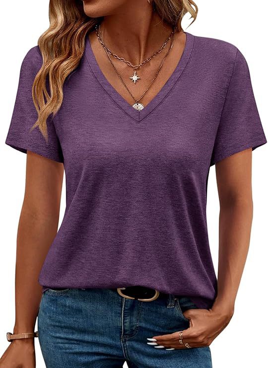 Dam K V-ringad T-shirt i mjuk singeljersey Eva Jonsson-Eva Jonsson