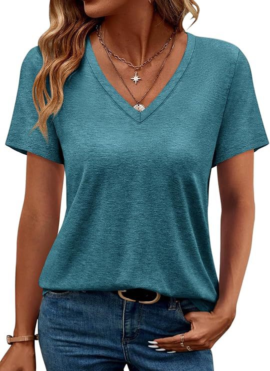 Dam K V-ringad T-shirt i mjuk singeljersey Eva Jonsson-Eva Jonsson