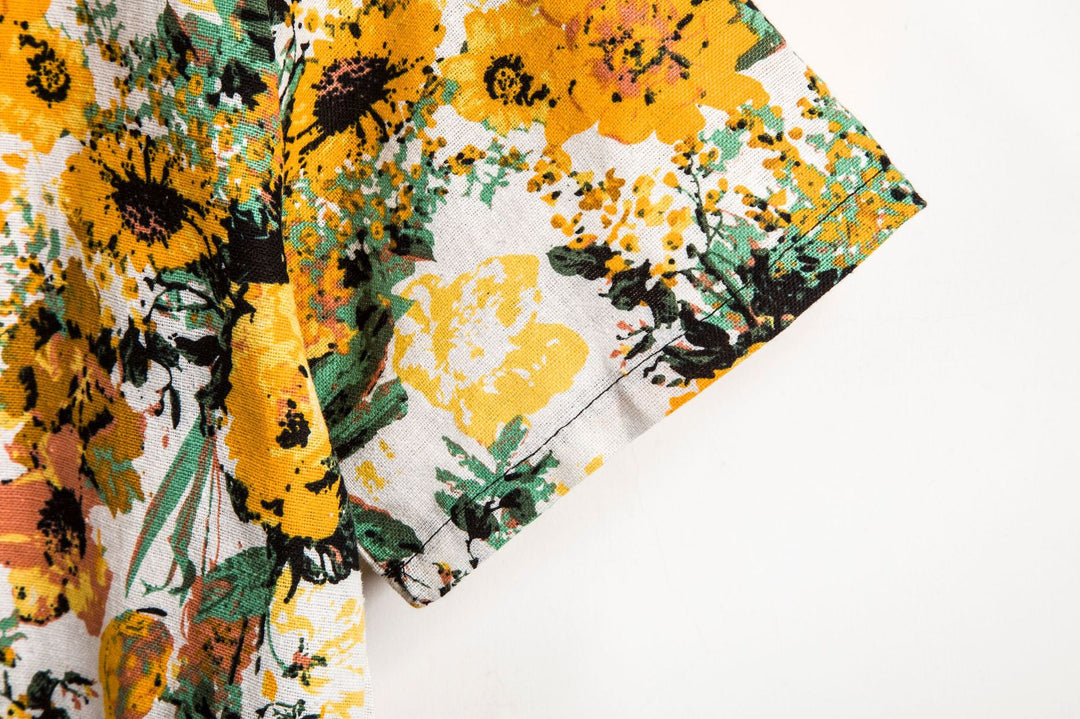 Dam Kortärmad skjorta med blommönster och innovativ ståkrage Mirla-Eva Jonsson