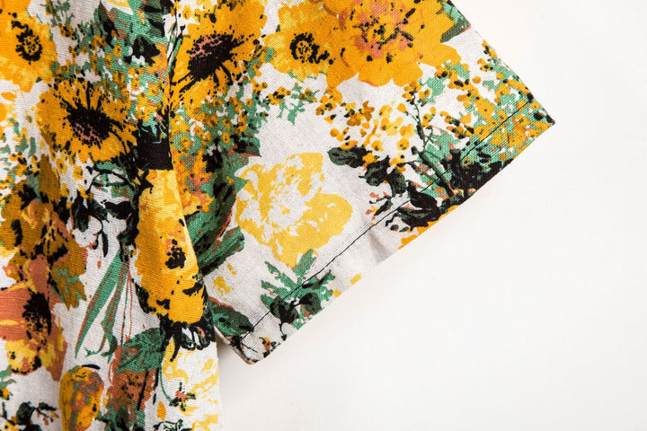 Dam Kortärmad skjorta med blommönster och innovativ ståkrage Mirla-Eva Jonsson