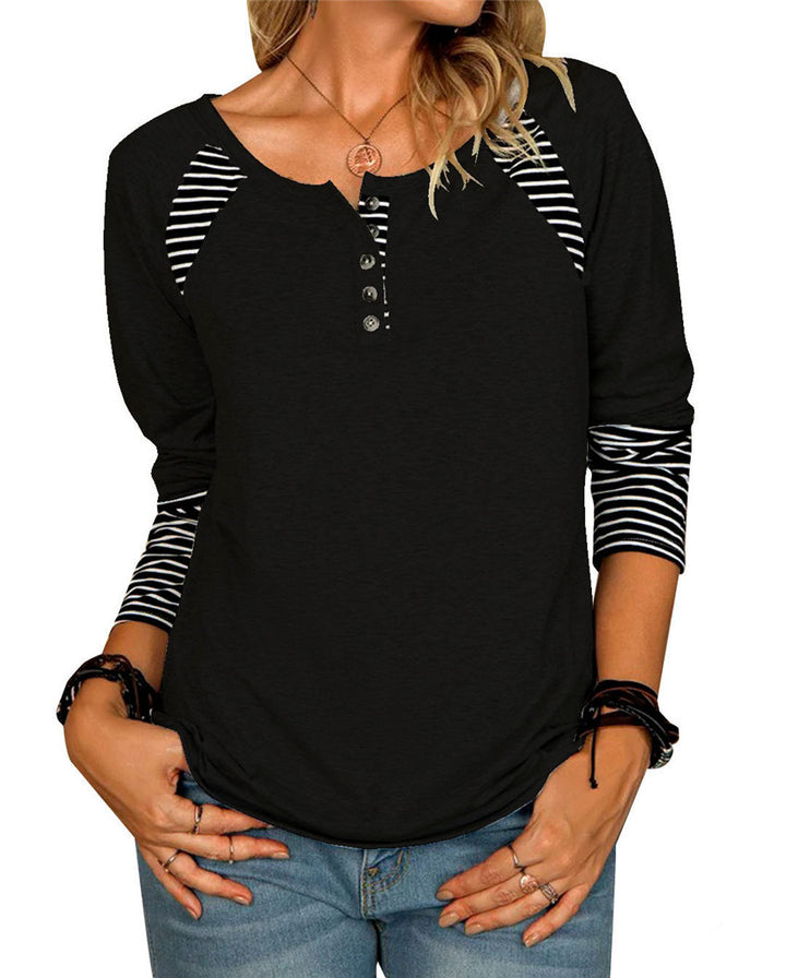Dam Kvinnor Långärmad T-shirt med tilltalande randiga detaljer Mirla-Eva Jonsson