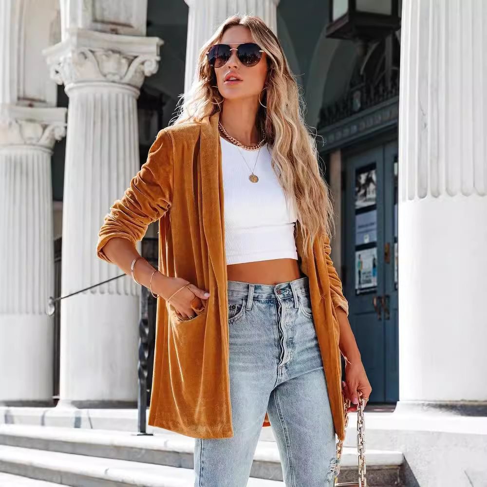 Dam Lång Cardigan med fickor och öppen design Eva Jonsson-Eva Jonsson