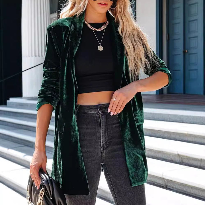 Dam Lång Cardigan med fickor och öppen design Mirla-Eva Jonsson