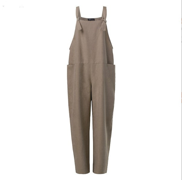 Dam Linne Dungarees med ärmlös Design & Löst Sittande Passform | Eva Jonsson-Eva Jonsson