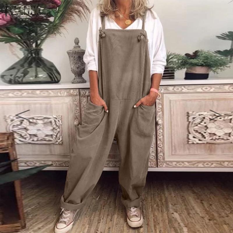 Dam Linne Dungarees med ärmlös Design & Löst Sittande Passform | Eva Jonsson-Eva Jonsson