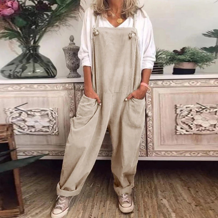 Dam Linne Dungarees med ärmlös Design & Löst Sittande Passform | Eva Jonsson-Eva Jonsson