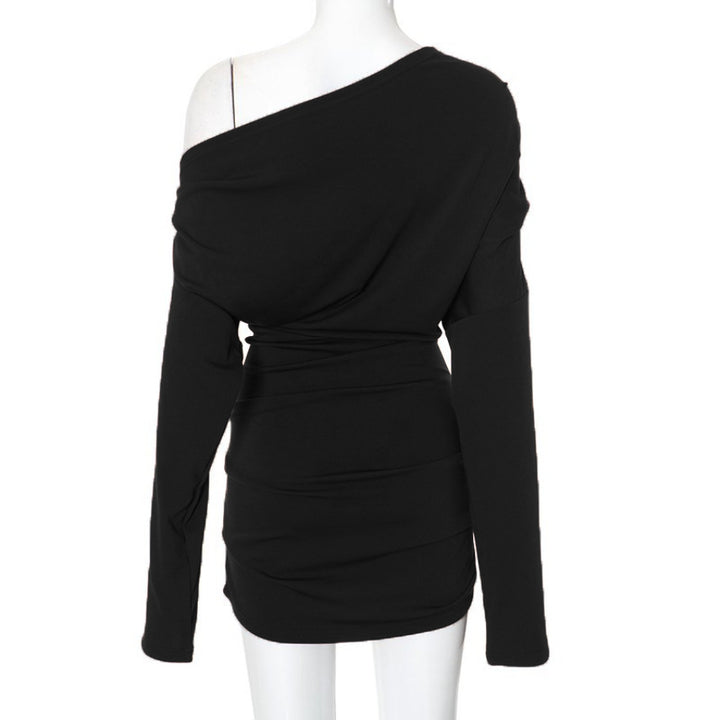 Dam Longsleeve topp med asymmetrisk cut och raffinerad draperingseffekt Mirla-Eva Jonsson