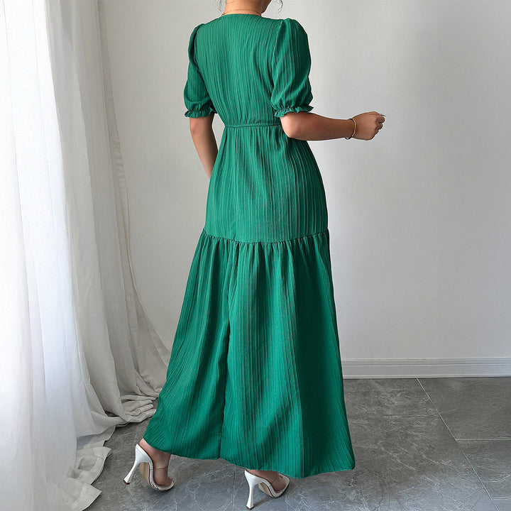 Dam Maxi-byxdress med rynkade ärmar och svängande kjol Mirla-Eva Jonsson
